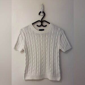 GAP 100% Cotton Cropped Cable-Knit Sweater New off-white Tall S